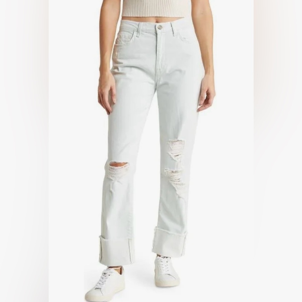 C/E by Current/Elliott Relaxed Cuffed Boyfriend Jean Size 27 White